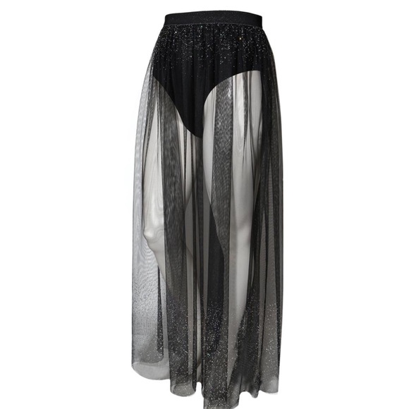 sheer glitter maxi skirt